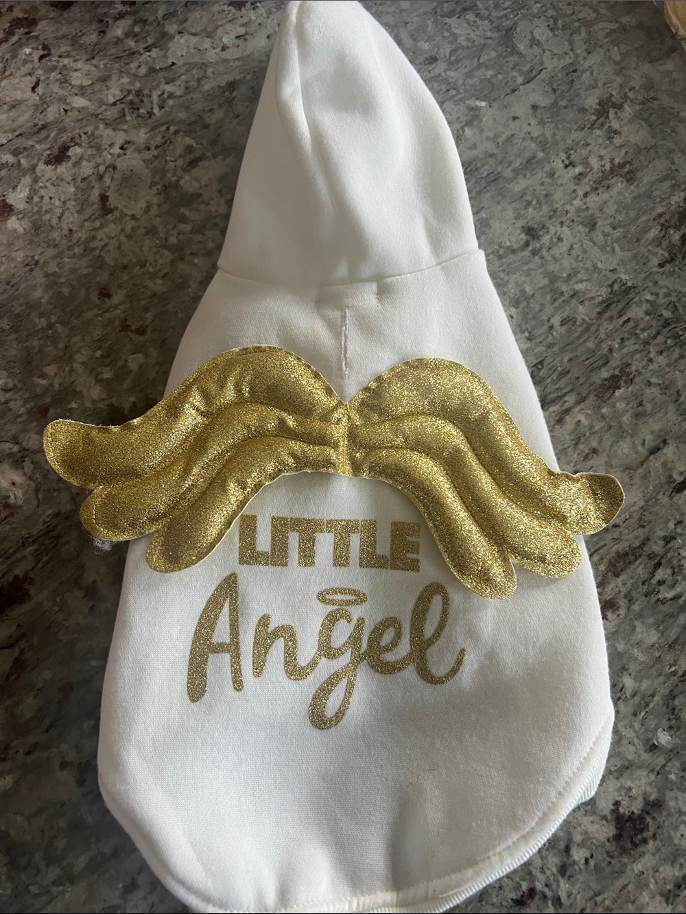Small dog White & Gold "Little Angel" sweatshirt
